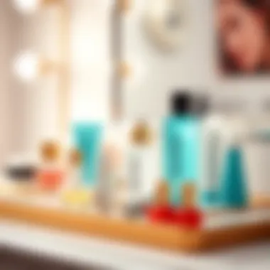 Nail care products on a stylish vanity