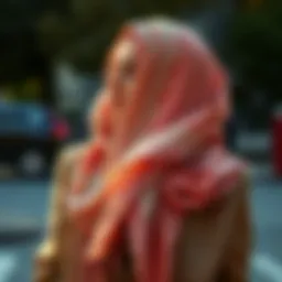 A sparkling scarf draped elegantly over a stylish outfit