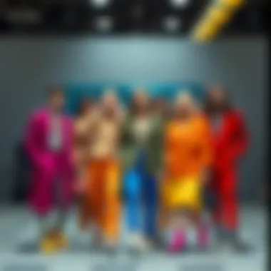 Colorful Ensemble Highlighting Trend-Setting Styles Colorful ensemble showcasing trend-setting styles