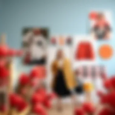 A mood board representing the colors and styles of April fashion