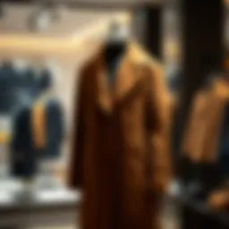 Elegant nubuck coat on a mannequin showcasing modern fashion trends.