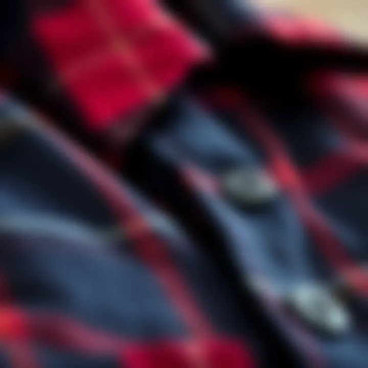 Close-up of a flannel shirt's fabric texture, showcasing its quality and detail.