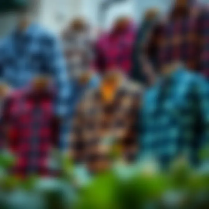 A collection of various styles of lumberjack shirts in different colors and patterns.