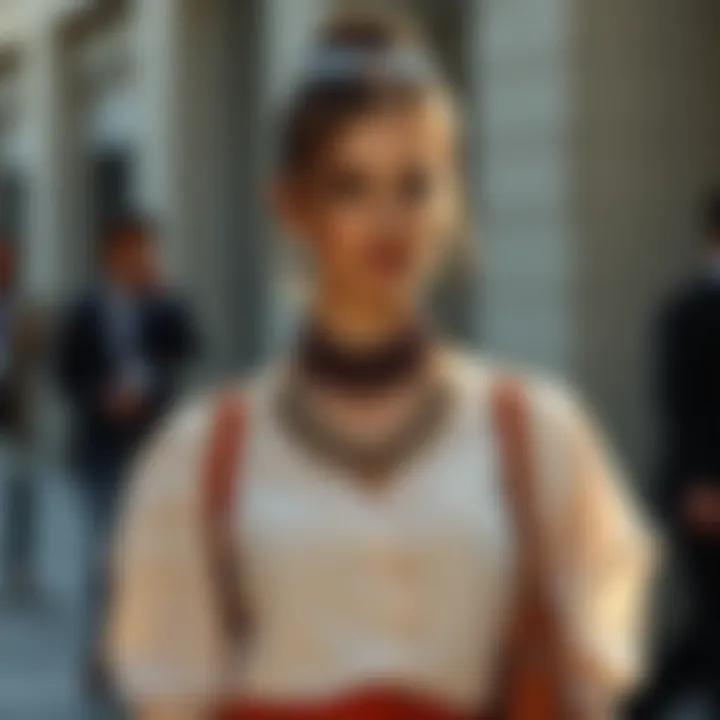 Trendy blouse ensemble with complementing accessories