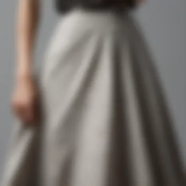 Fabric Texture and Detail Insights Close-up of fabric texture and details of the long skirt