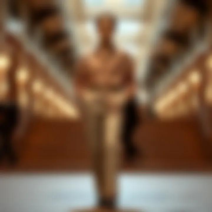 A chic ensemble featuring a layered oversized shirt paired with tailored trousers