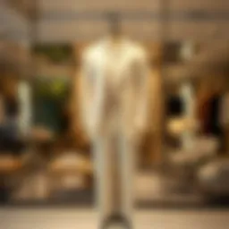 Elegant cotton suit displayed on a mannequin in a chic environment