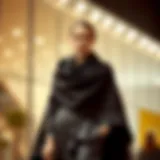 Elegant poncho draped over a stylish outfit