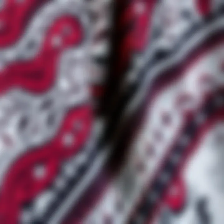 Close-up of intricate fabric patterns used in ponchos