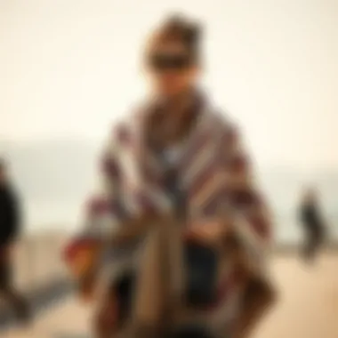 Stylish layering of ponchos with complementary accessories