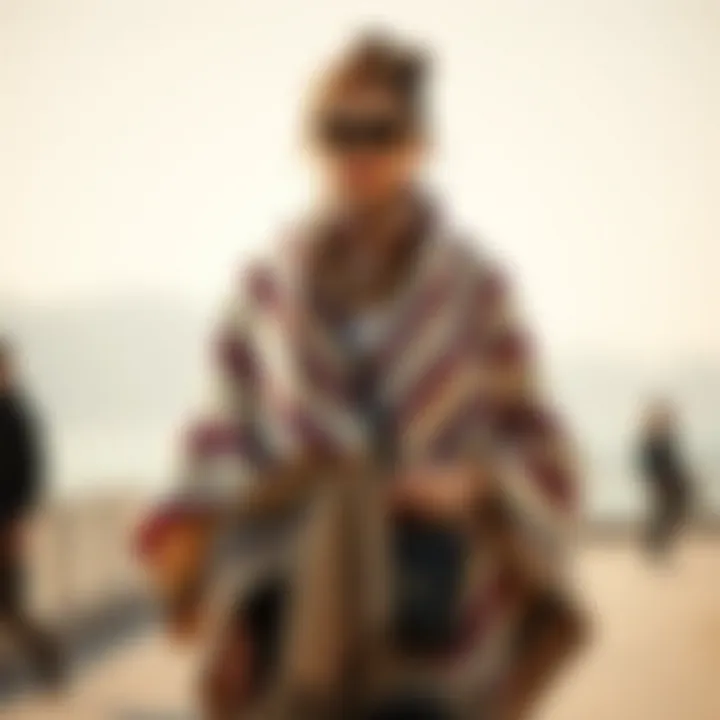 Stylish layering of ponchos with complementary accessories