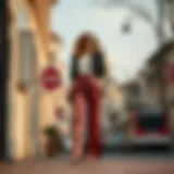 Elegant glossy trousers styled for a chic look