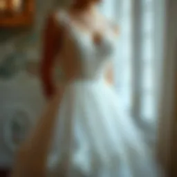 Elegant pearl tulle dress showcasing intricate design