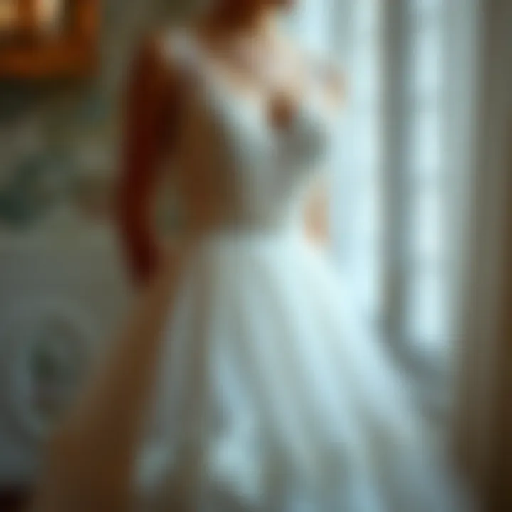 Elegant pearl tulle dress showcasing intricate design