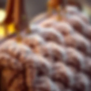 Intricate Fabric Detail on Plush Bags Close-up of plush fabric detailing on a handbag