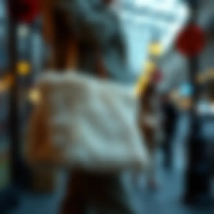 Stylish plush bag paired with chic attire
