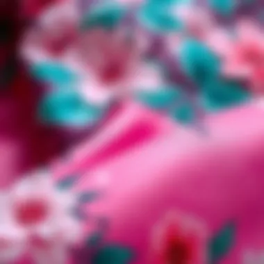 Pink Floral Fabric Texture Close-up detail of pink floral fabric texture