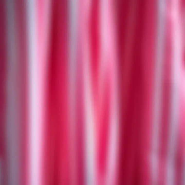 Close-up of fabric showcasing pink stripes