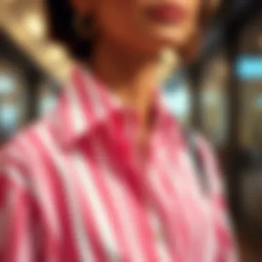 Styling tips layout for pink striped shirt combinations