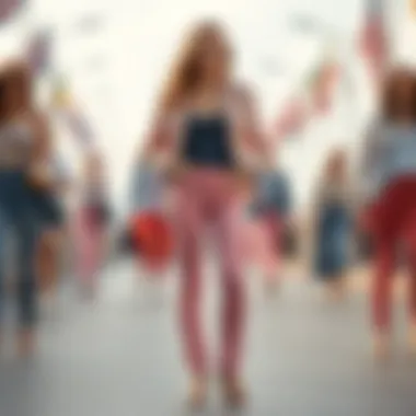 A curated collection of pink jeans in various styles and cuts