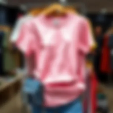 Fashionable pink t-shirt displayed with accessories