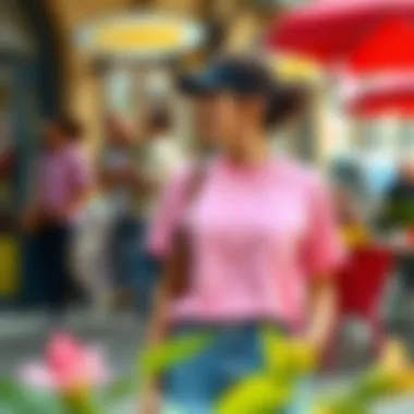 Versatile uses of pink t-shirts in different settings