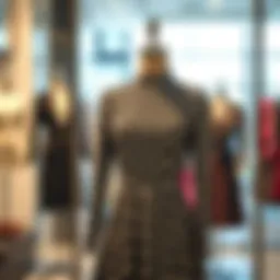 Elegant polka dot dress displayed on a mannequin