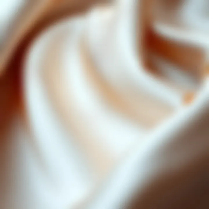 Close-up of the luxurious satin fabric and its delicate texture