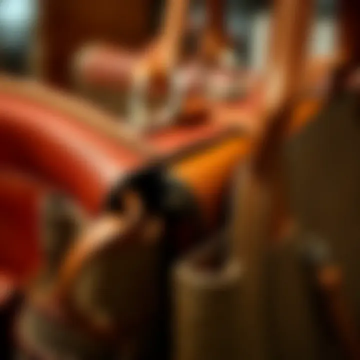 Close-up of quality materials used in handbags