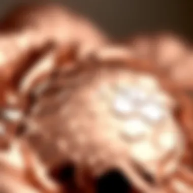 Close-up of rose gold metal revealing its unique color