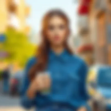 Casual outfit featuring a blue blouse and denim