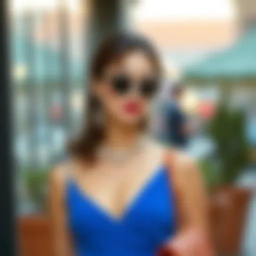 Chic Accessories with Blue Dress Elegant pairing of blue dress and accessories