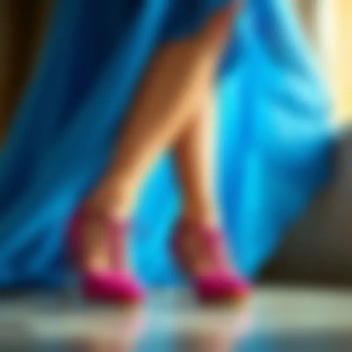 Stylish shoes complementing a blue dress