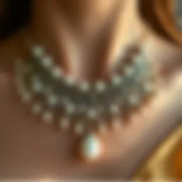 A close-up view of a stunning mother-of-pearl necklace showcasing intricate design.