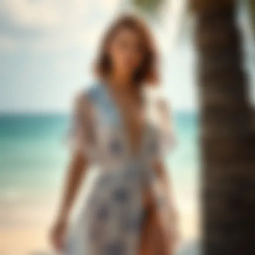 Elegant short-sleeve swim cover-up for summer outings