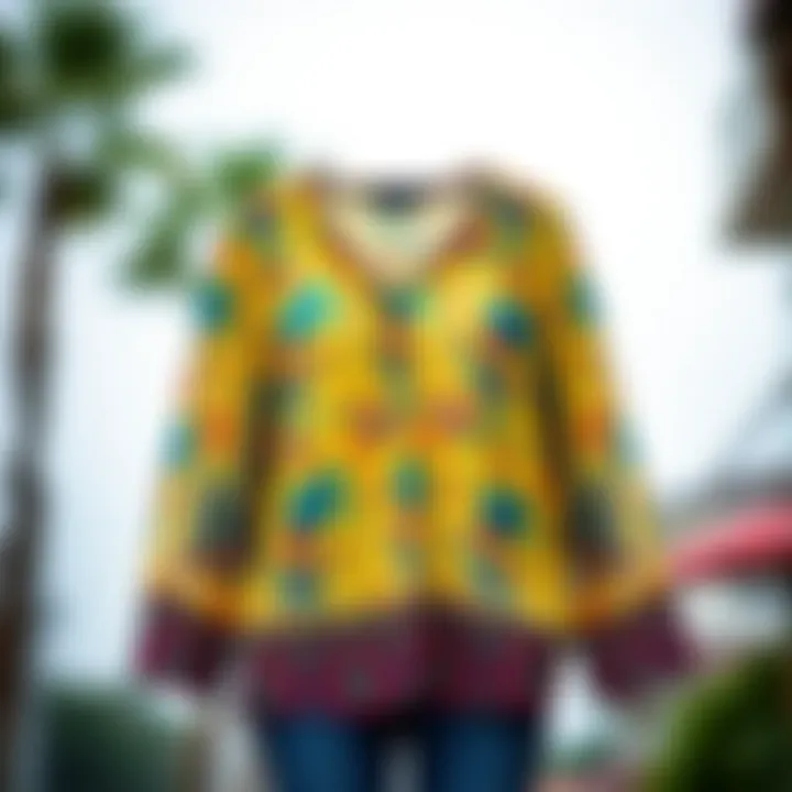 Vibrant patterned chiffon blouse suitable for casual outings