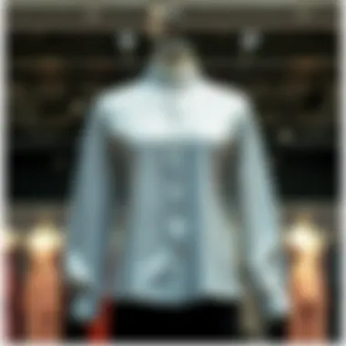 Elegant silver glitter blouse displayed on a mannequin