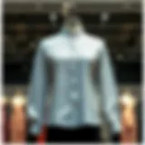 Chic Silver Glitter Blouse Display Elegant silver glitter blouse displayed on a mannequin