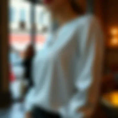 Silver glitter blouse showcased in a fashionable setting