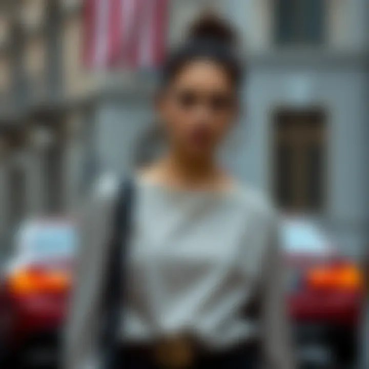 Stylish outfit pairing a silver glitter blouse with accessories