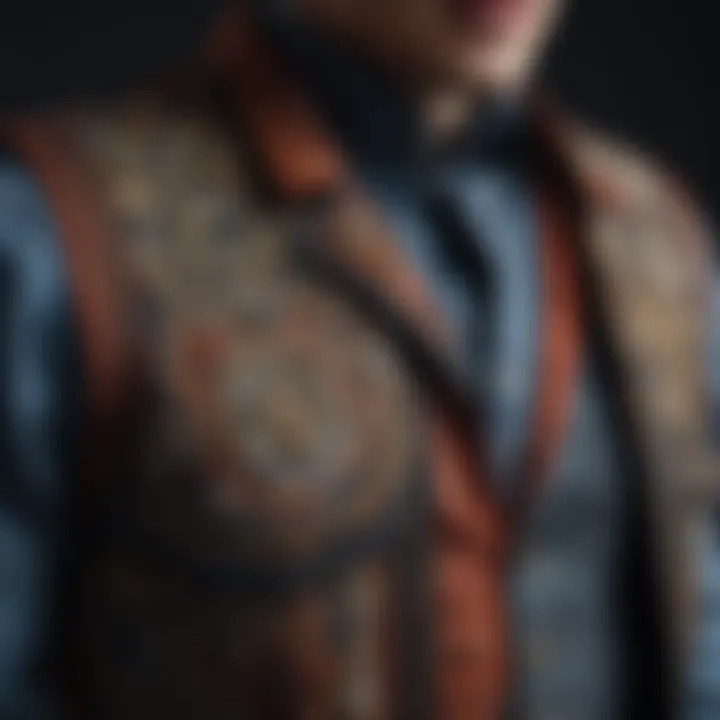 A close-up of intricate vest details that highlight craftsmanship and style.