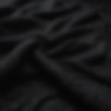 Close-up of black cashmere fabric showcasing its texture