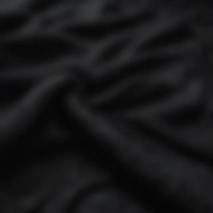 Close-up of black cashmere fabric showcasing its texture