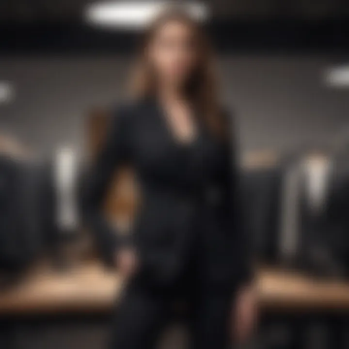 Black blazer on display highlighting current fashion trends