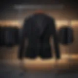 Classic black blazer displayed on a hanger