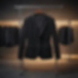 Classic black blazer displayed on a hanger