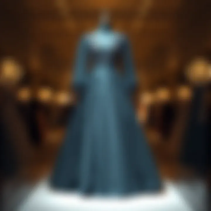 Elegant black plus size evening gown on display