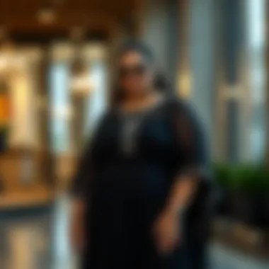 Fashion accessories complementing a black plus size gown