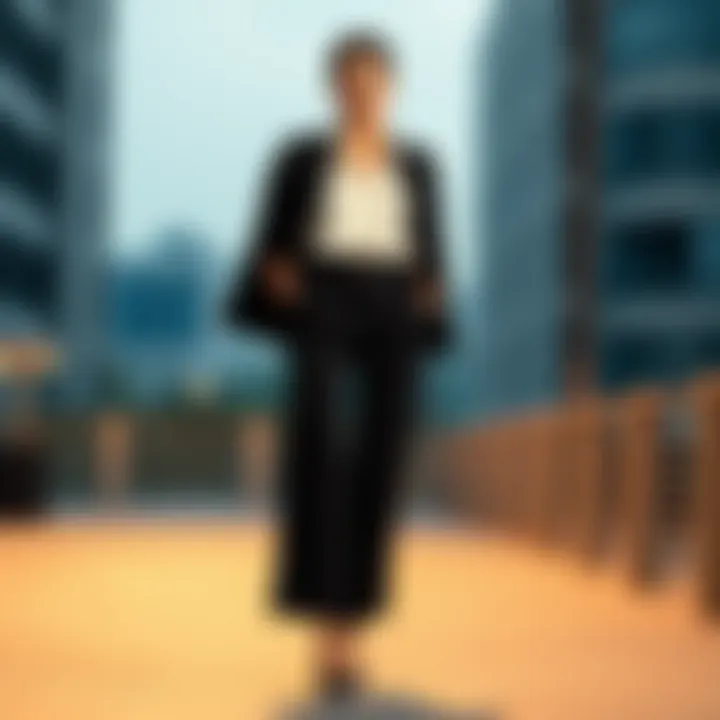 Chic Styling of Black Striped Trousers Elegant black striped trousers styled with a chic blouse