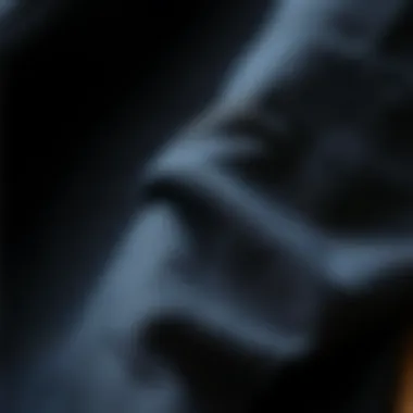Close-up of the fabric texture of black linen pants showcasing its quality